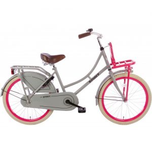 Spirit Omafiets Grijs-Roze Meisjesfiets 22 inch