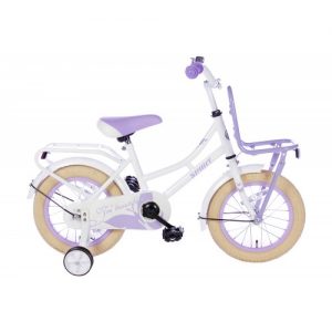 Spirit Meisjesfiets Wit-Paars 14 inch