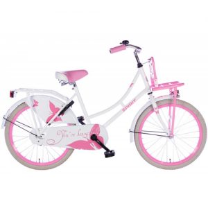 Spirit Omafiets Wit-Roze Meisjesfiets 22 inch